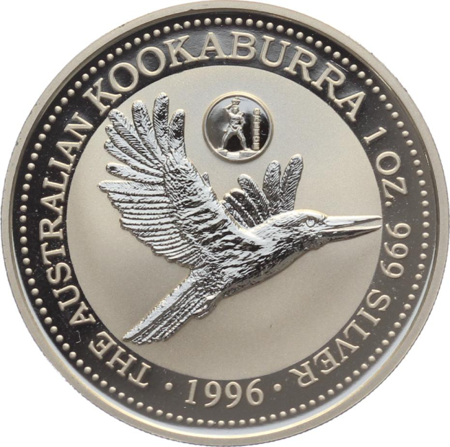 Australien 1 Dollar 1996 Kookaburra - 1 Unze Feinsilber - Privymark "Griechenland"